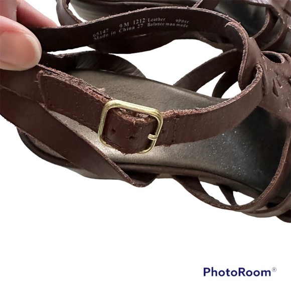 Clarks Bendables Brown Leather Ankle Strap Gladiator Ladies Sandals, 9M - Picture 3 of 10